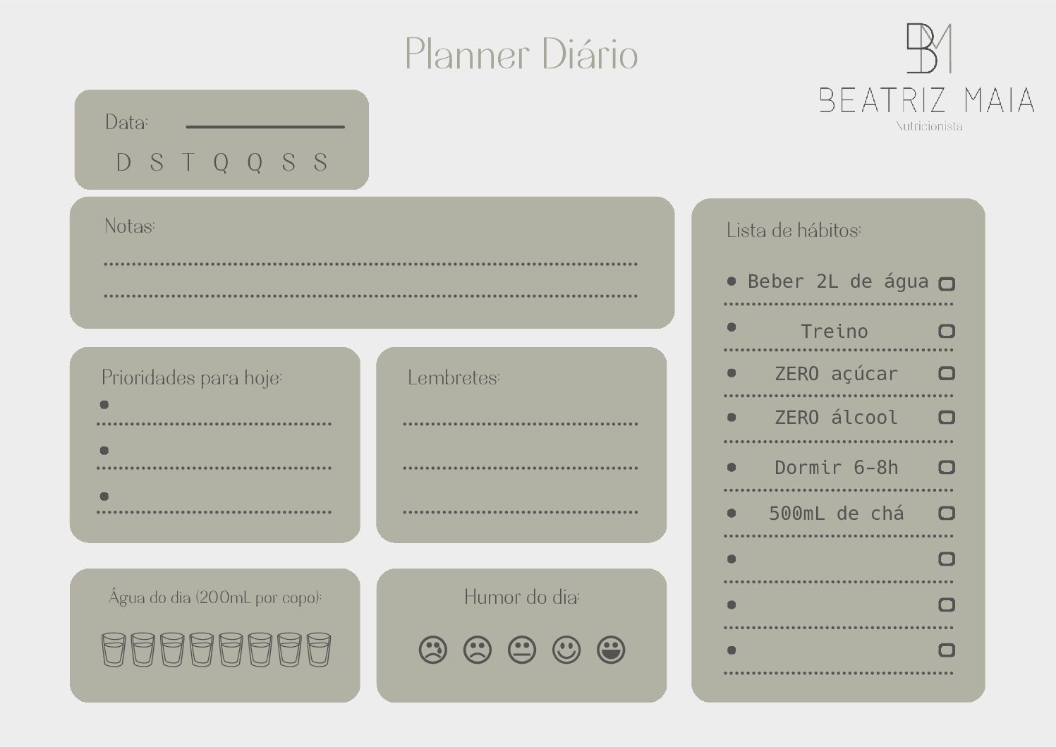 Planner diário - Grátis